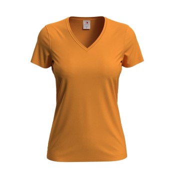 Se Stedman Classic V-Neck Women T-shirt Orange bomuld Medium Dame ved Timarco