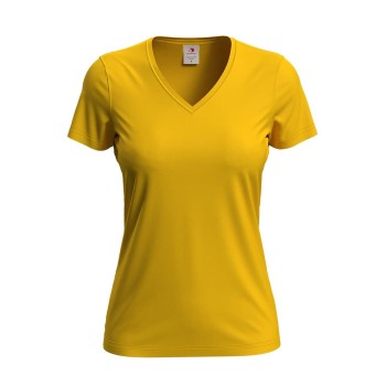 Se Stedman Classic V-Neck Women T-shirt Senepsgul bomuld Small Dame ved Timarco