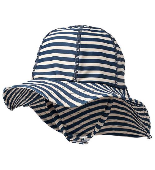 Se Wheat Wheat Badehat - UV40+ - Indigo Stripe m. Velcro ved KidsWorld