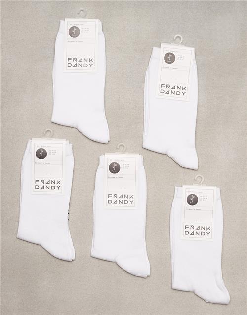 Frank Dandy 5-Pack Bamboo Solid Crew Sock Træningssokker White