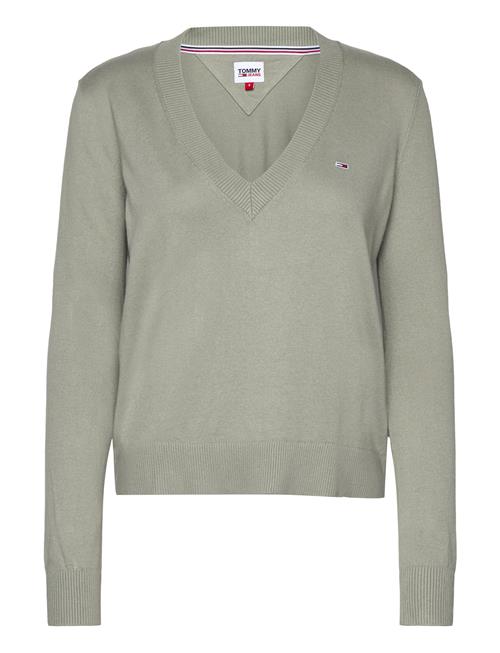 Tommy Jeans Tjw Essential Vneck Sweater Tommy Jeans Green