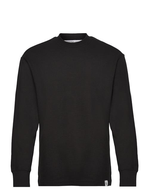 Calvin Klein Jeans Woven Tab Waffle Ls Calvin Klein Jeans Black