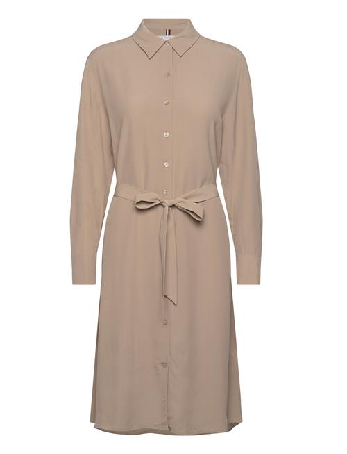 Fluid Viscose Crepe Knee Dress Tommy Hilfiger Beige