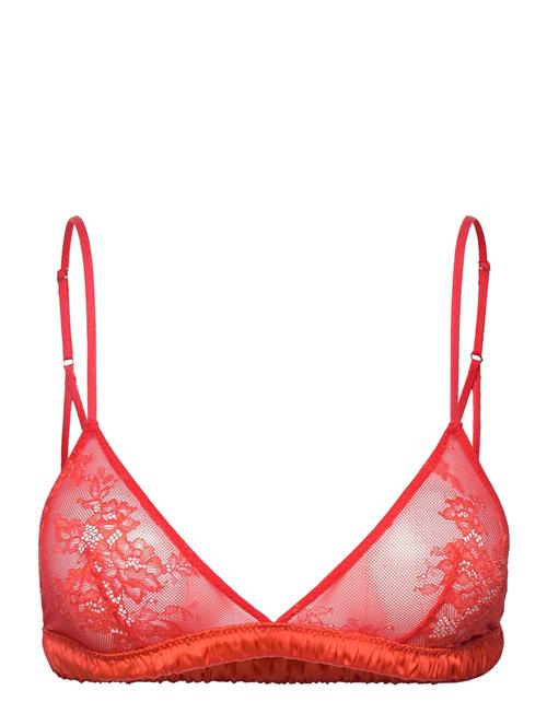 Lace Satin Triangle Bralette Understatement Underwear Red