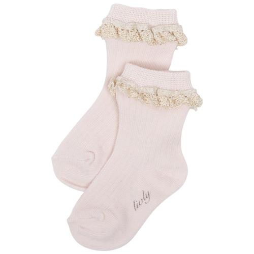 Se Livly Blondebesatte Strømper Lyserød | Lyserød | 28-30 EU ved Babyshop