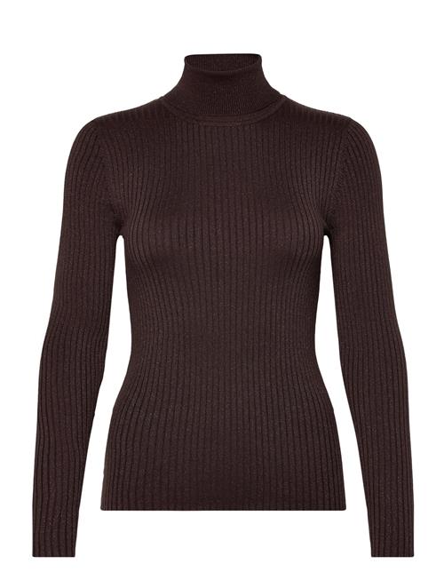 Se Selected Femme Slflydia Ls Knit Rollneck Lurex B Selected Femme Brown ved Booztlet