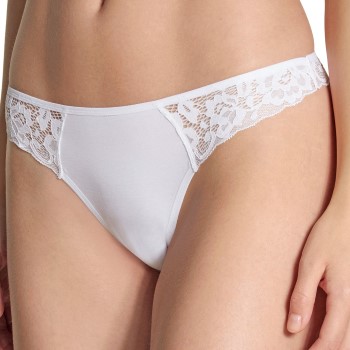 Calida Trusser Natural Comfort Lace Thong Hvid bomuld X-Small Dame