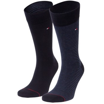 Tommy Hilfiger Legwear Tommy Hilfiger Strømper 2P Men Sock Stripe Sort/Blå Str 43/46 Herre