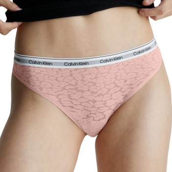 Calvin Klein Trusser Lace Thong Lyserosa polyamid Small Dame