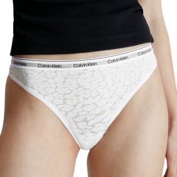 Calvin Klein Trusser Lace Thong Hvid polyamid Large Dame