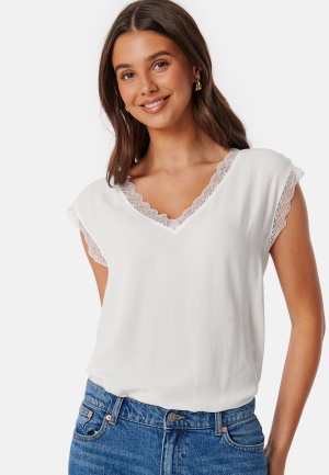 ONLY Onljasmina V-Neck Lace Top Cloud Dancer S