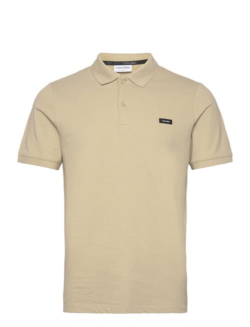 Calvin Klein Stretch Pique Slim Button Polo Calvin Klein Beige