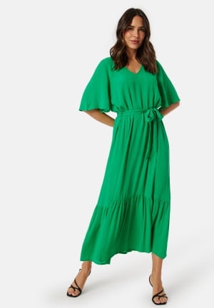 Se BUBBLEROOM Butterfly Sleeve Viscose Dress Green 34 ved Bubbleroom