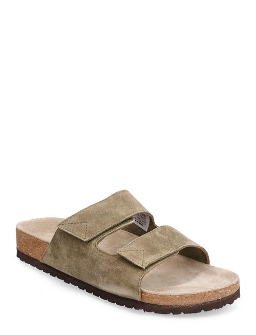 Se Selected Homme Slhbastian Suede Strap Slider B Selected Homme Green ved Booztlet