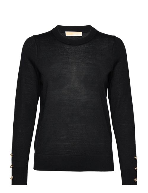 Michael Kors Merino Button Slv Ls Swtr Michael Kors Black