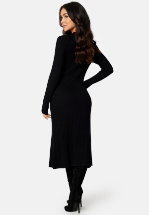 Se Happy Holly Yazmin fine knitted rib dress Black 52/54 ved Bubbleroom