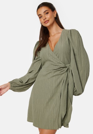 BUBBLEROOM Axelle Wrap Dress Khaki green M