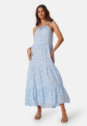 Se BUBBLEROOM Viscose Strap dress Blue/Patterned XS ved Bubbleroom