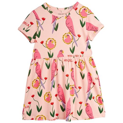 Se Mini Rodini GOTS Parrots Mønstret Kjole Lyserød | Lyserød | 128/134 cm ved Babyshop