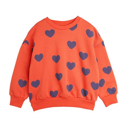 Se Mini Rodini GOTS Hjertemønstret Sweatshirt Rød | Rød | 116/122 cm ved Babyshop