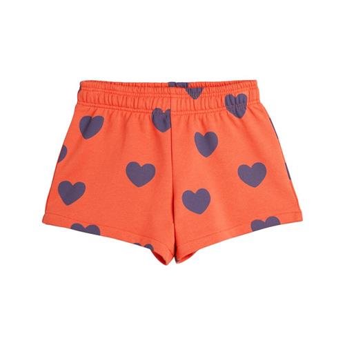 Se Mini Rodini GOTS Hjertemønstret Sweatshorts Rød | Rød | 128/134 cm ved Babyshop