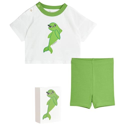 Se Mini Rodini GOTS Dolphin T-Shirt Og Shorts Sæt Grøn | Grønn | 68/74 cm ved Babyshop