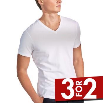 Bread & Boxers Bread and Boxers Cotton Stretch V-Neck T-shirt 2P Hvid økologisk bomuld Large Herre