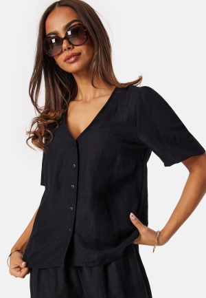 BUBBLEROOM Linen Blend Blouse Black S