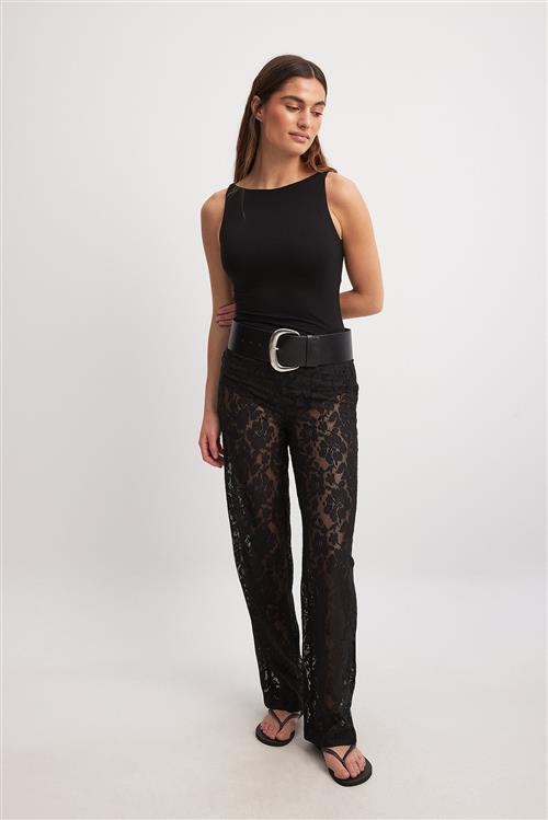 Claire Rose x NA-KD Lace Pants - Black