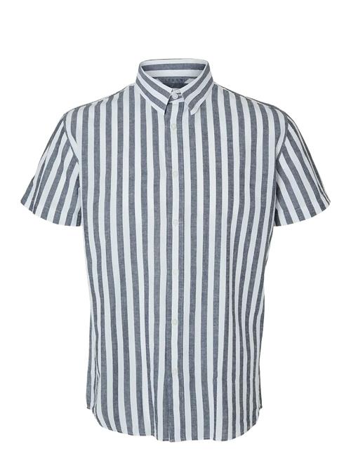 Slhregnew-Linen Shirt Ss Classic W Selected Blue