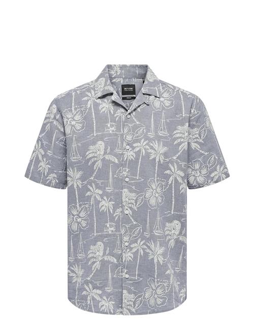 ONLY & SONS Onscaiden Ss Reg Hawaii Aop Linen Noos ONLY & SONS Blue