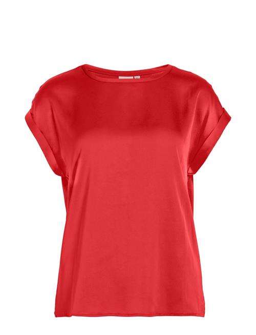 Se Vila Viellette S/S Satin Top - Noos Vila Red ved Booztlet