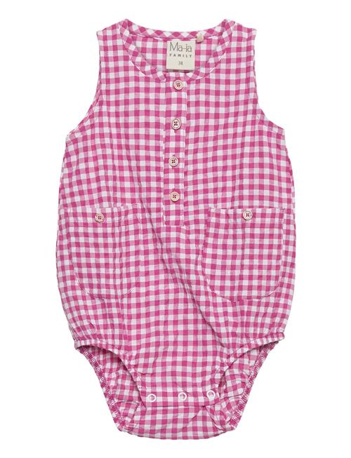 Se Ma-ia Family Ruutu Playsuit Ma-ia Family Pink ved Booztlet