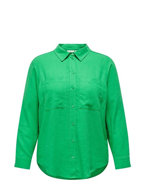 Carcaro L/S Ovs Linen Shirt Tlr ONLY Carmakoma Green