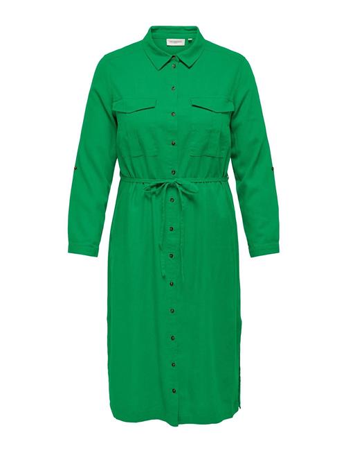 Carcaro Ls Linen Shirt Dress Wvn ONLY Carmakoma Green