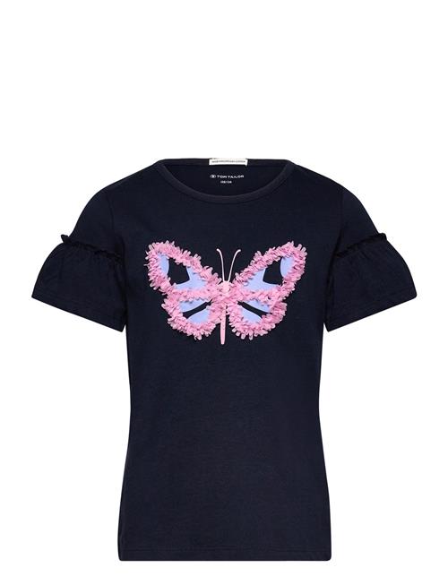 Se Tom Tailor Ruffle Artwork T-Shirt Tom Tailor Navy ved Booztlet