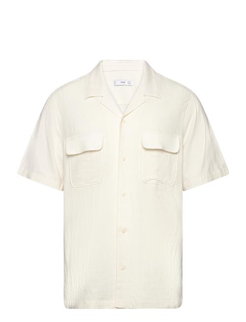 Mango Linen Shirt With Bowling Collar And Pockets Mango Cream