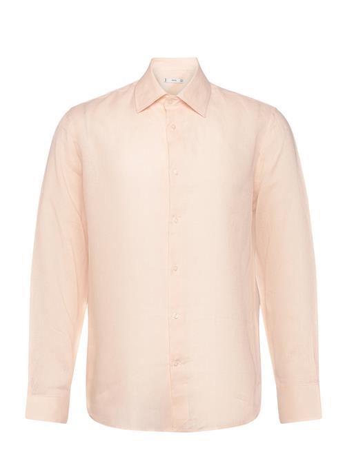 Mango 100 Linen Regular-Fit Shirt Mango Orange