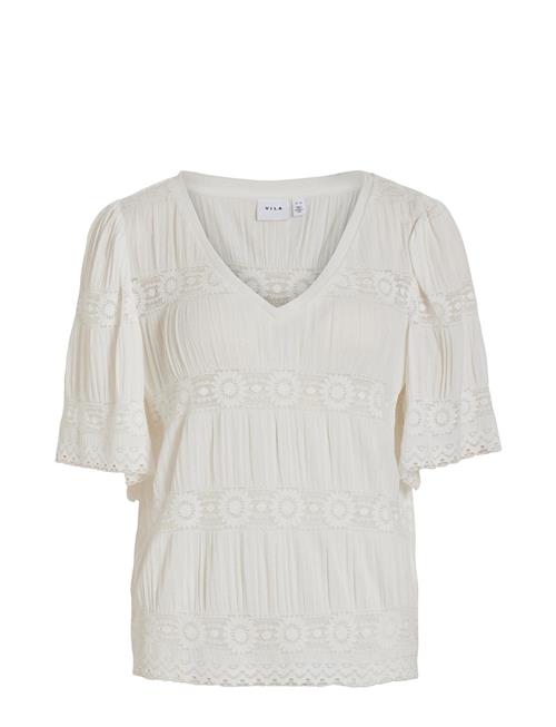 Se Vila Vilea V-Neck 2/4 Top Vila White ved Booztlet