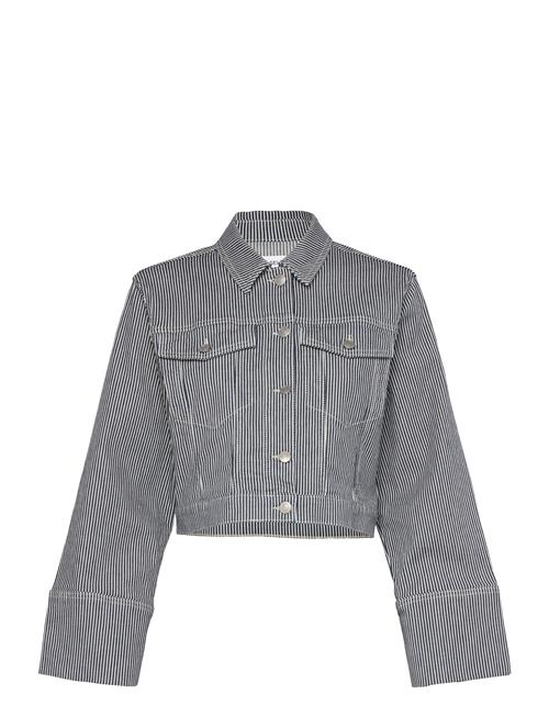 Slfmyra Ls Stripe Short Denim Jacket Selected Navy