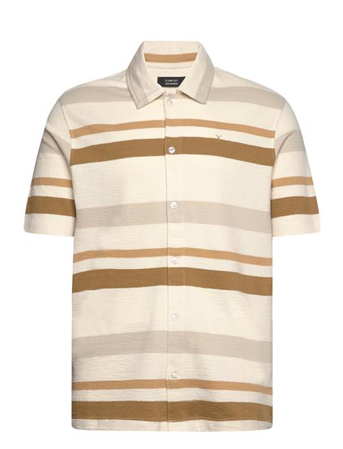 Calton Striped Structured Shirt S/S Clean Cut Copenhagen Cream