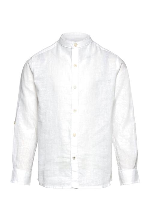 Mango Regular-Fit Mao-Collar Linen Shirt Mango White