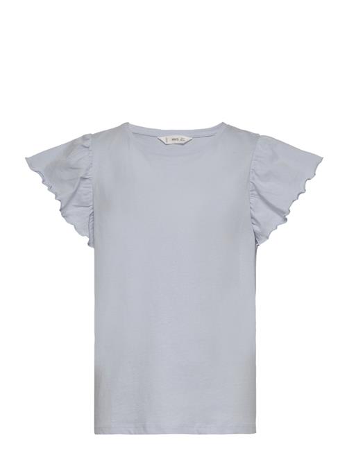 Mango Short-Sleeved Ruffle T-Shirt Mango Blue