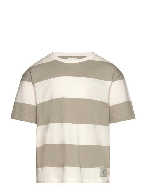 Mango Printed Striped T-Shirt Mango Beige