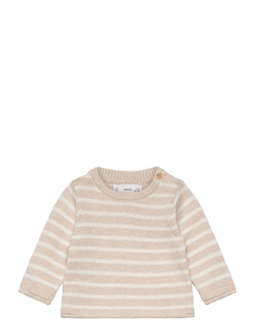 Se Mango Striped Cotton-Blend Sweater Mango Beige ved Booztlet