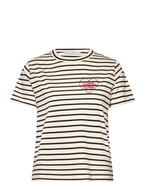 Se Mango Message Striped T-Shirt Mango Black ved Booztlet