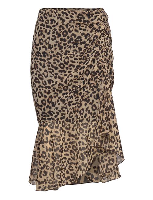 Leopard-Print Skirt With Gathered Detail Mango Black