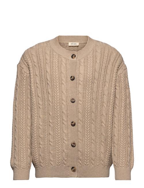 Se Cardigan Chunky Knit Cabel Petit Piao Beige ved Booztlet