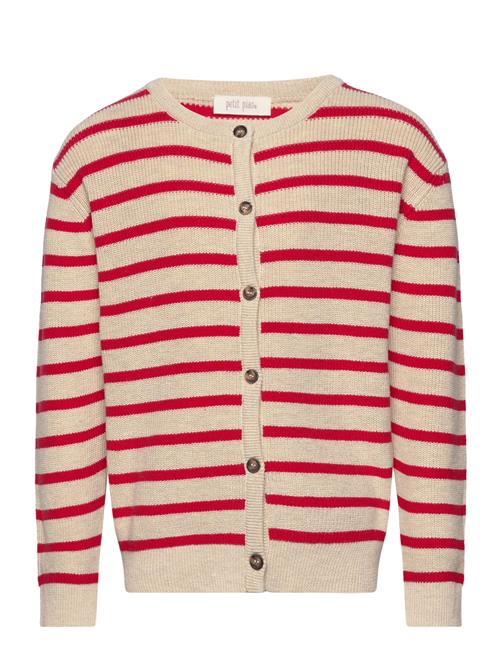 Petit Piao Cardigan Knit Pattern Stripe Petit Piao Red