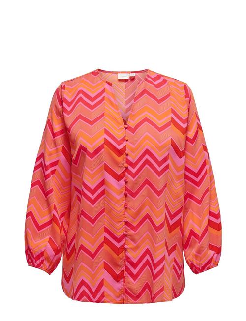 Carjara L/S V-Neck Top Aop ONLY Carmakoma Pink